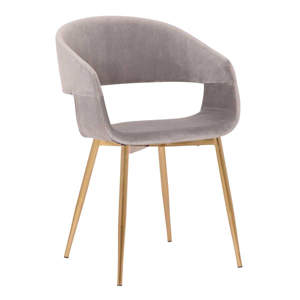 Jocelyn Mid-Century Gray Dining Accent Chair with Gold Metal Legs By Armen Living | Dining Chairs | Modishstore