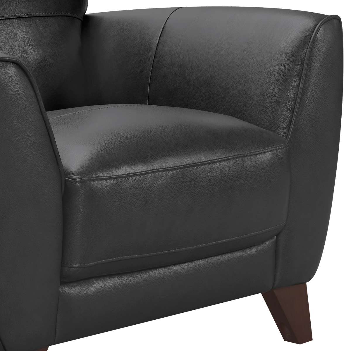 Jedd Contemporary Chair in Genuine Black Leather with Brown Wood Legs By Armen Living | Sofas |  Modishstore  - 2