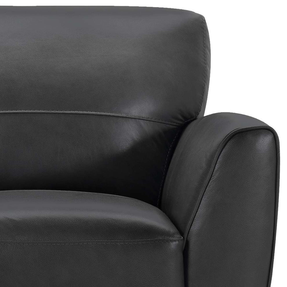 Jedd Contemporary Chair in Genuine Black Leather with Brown Wood Legs By Armen Living | Sofas |  Modishstore  - 3