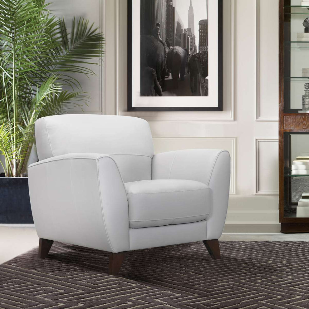 Jedd Contemporary Chair in Genuine Black Leather with Brown Wood Legs By Armen Living | Sofas |  Modishstore  - 6