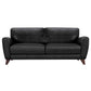 Jedd Contemporary Sofa in Genuine Black Leather with Brown Wood Legs By Armen Living | Sofas | Modishstore - 2