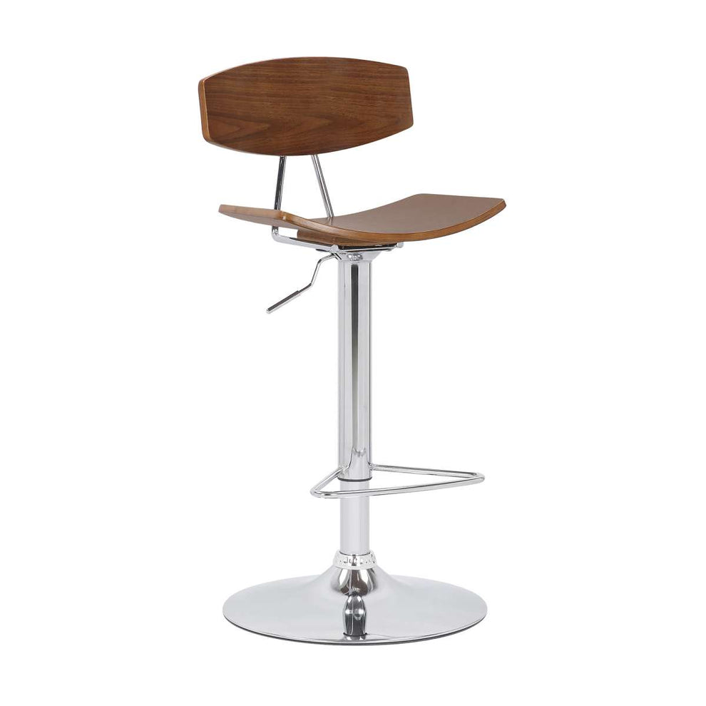 Jett Adjustable Walnut and Chrome Bar Stool By Armen Living | Bar Stools | Modishstore - 2