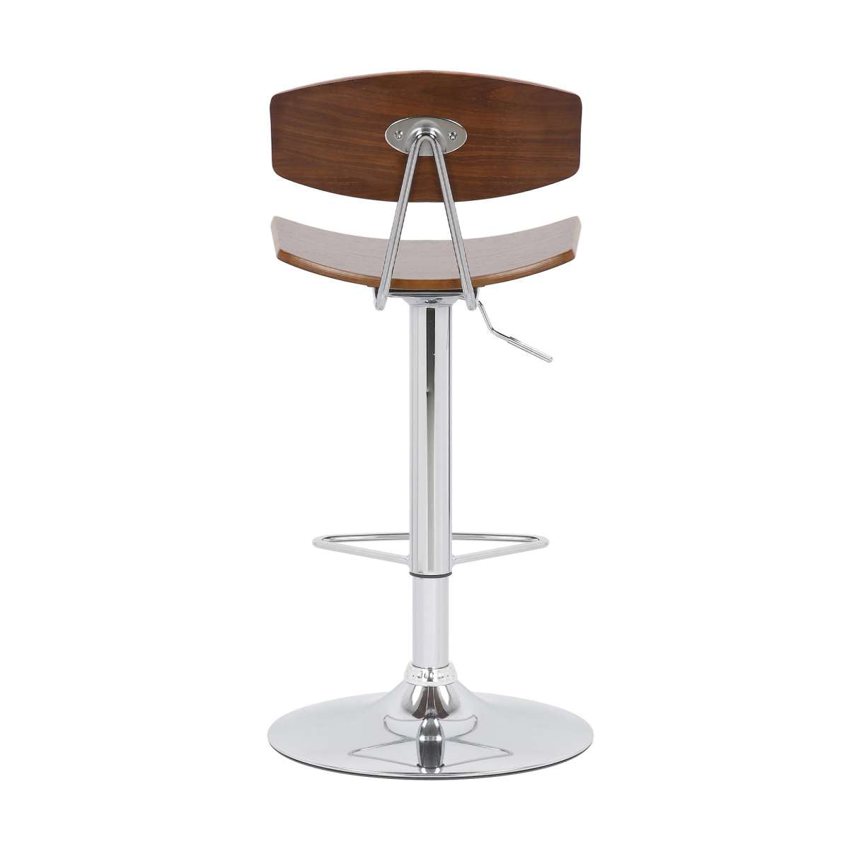Jett Adjustable Walnut and Chrome Bar Stool By Armen Living | Bar Stools | Modishstore - 5