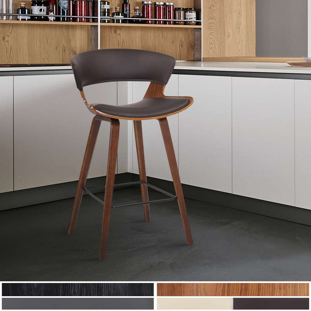 Jagger Modern 26" Wood and Faux Leather Counter Height Bar Stool By Armen Living | Bar Stools | Modishstore - 6