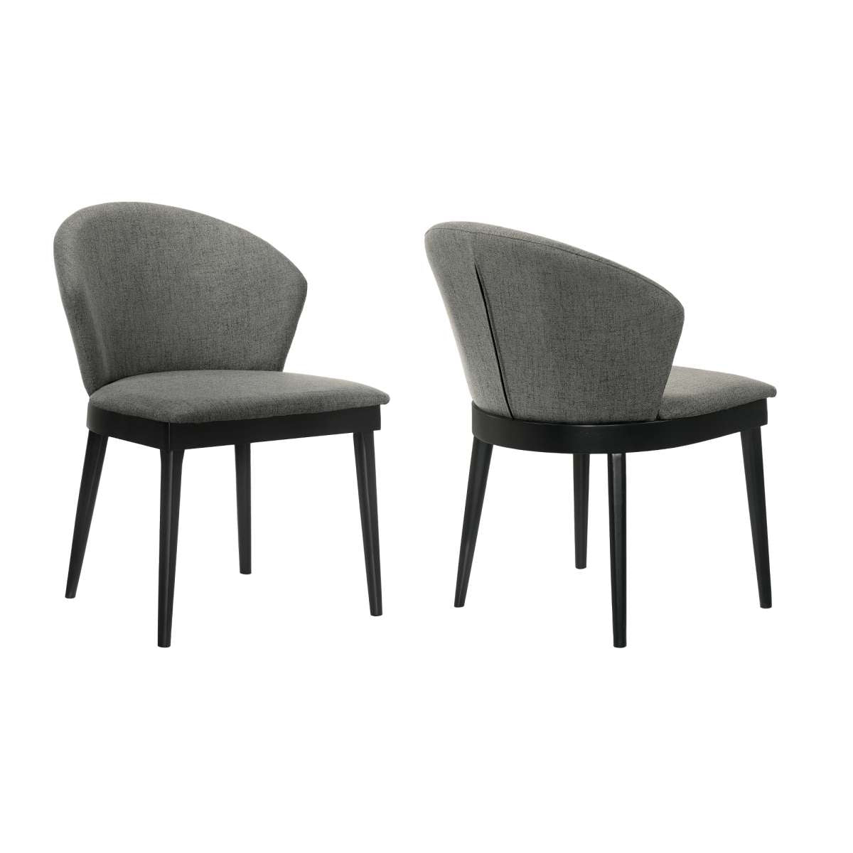 Juno Charcoal Fabric and Black Wood Dining Side Chairs - Set of 2 By Armen Living | Side Chairs |  Modishstore  - 2