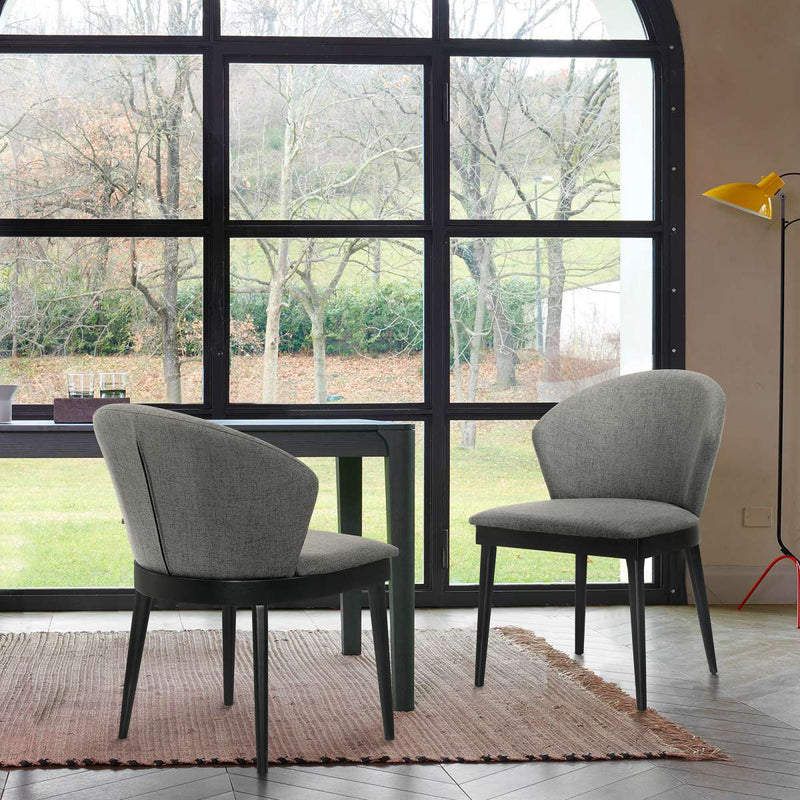 Juno Charcoal Fabric and Black Wood Dining Side Chairs - Set of 2 By Armen Living | Side Chairs |  Modishstore 