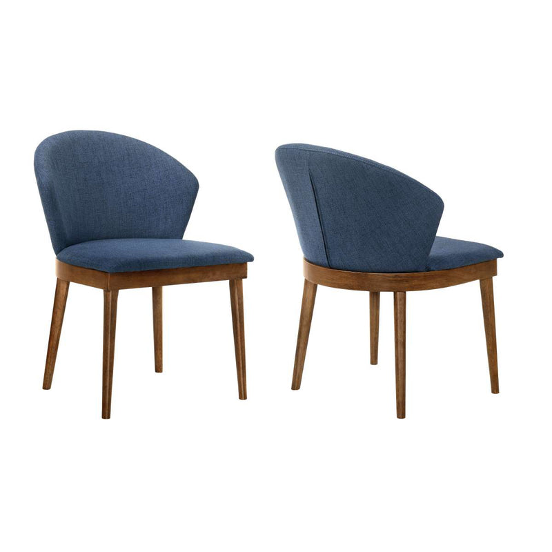 Juno Blue Fabric and Walnut Wood Dining Side Chairs - Set of 2 By Armen Living | Side Chairs |  Modishstore  - 6