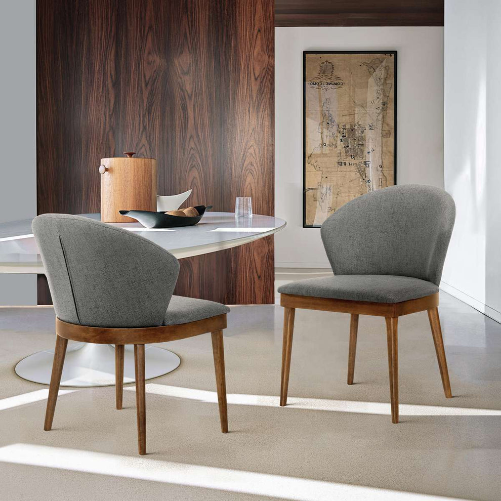Juno Blue Fabric and Walnut Wood Dining Side Chairs - Set of 2 By Armen Living | Side Chairs |  Modishstore  - 9