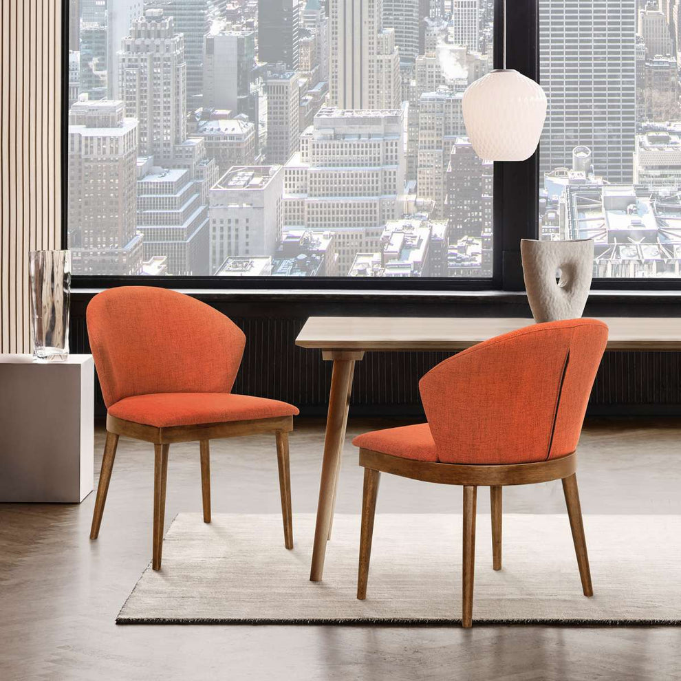 Juno Blue Fabric and Walnut Wood Dining Side Chairs - Set of 2 By Armen Living | Side Chairs |  Modishstore  - 24