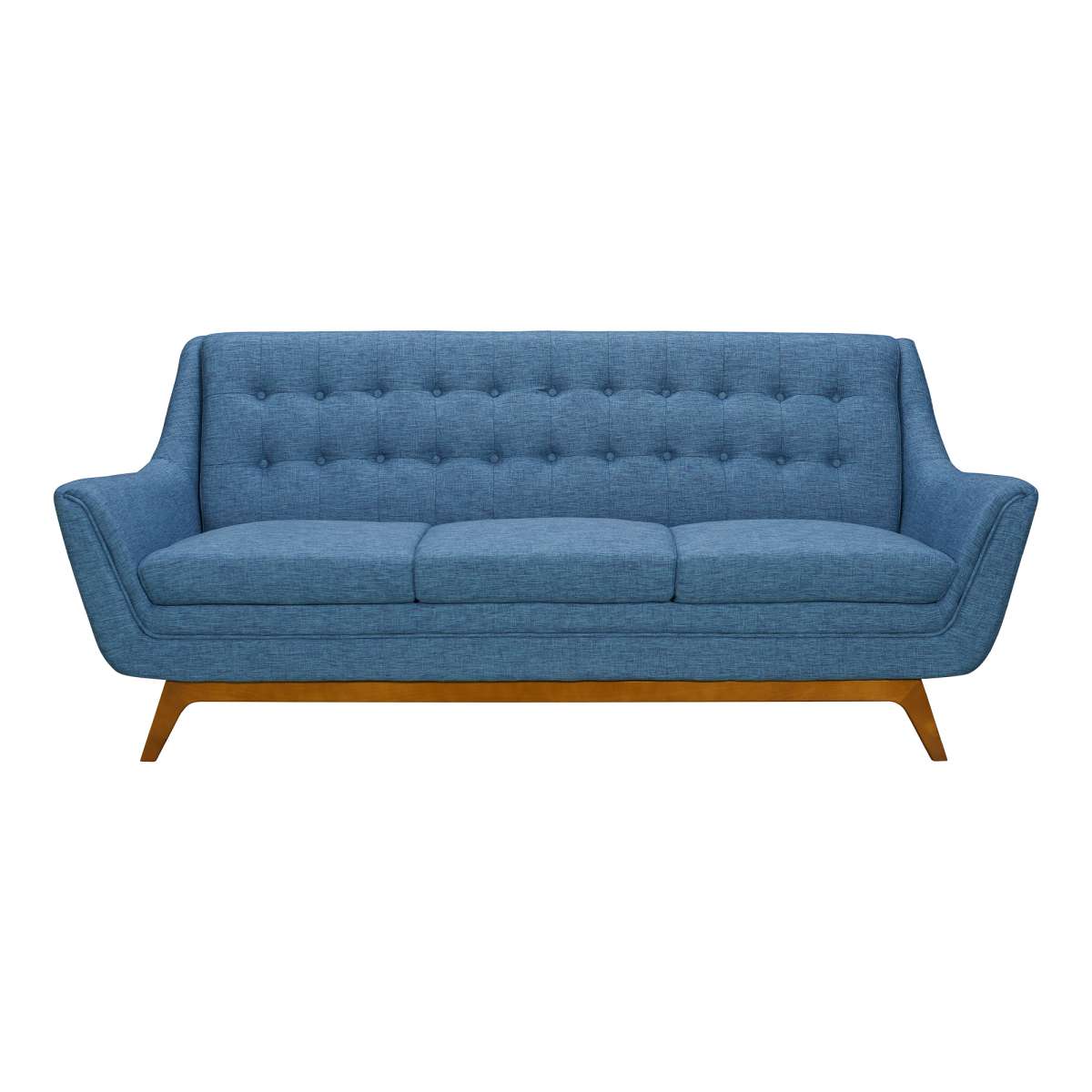 Janson Mid-Century Sofa in Champagne Wood Finish and Blue Fabric By Armen Living | Sofas | Modishstore - 2