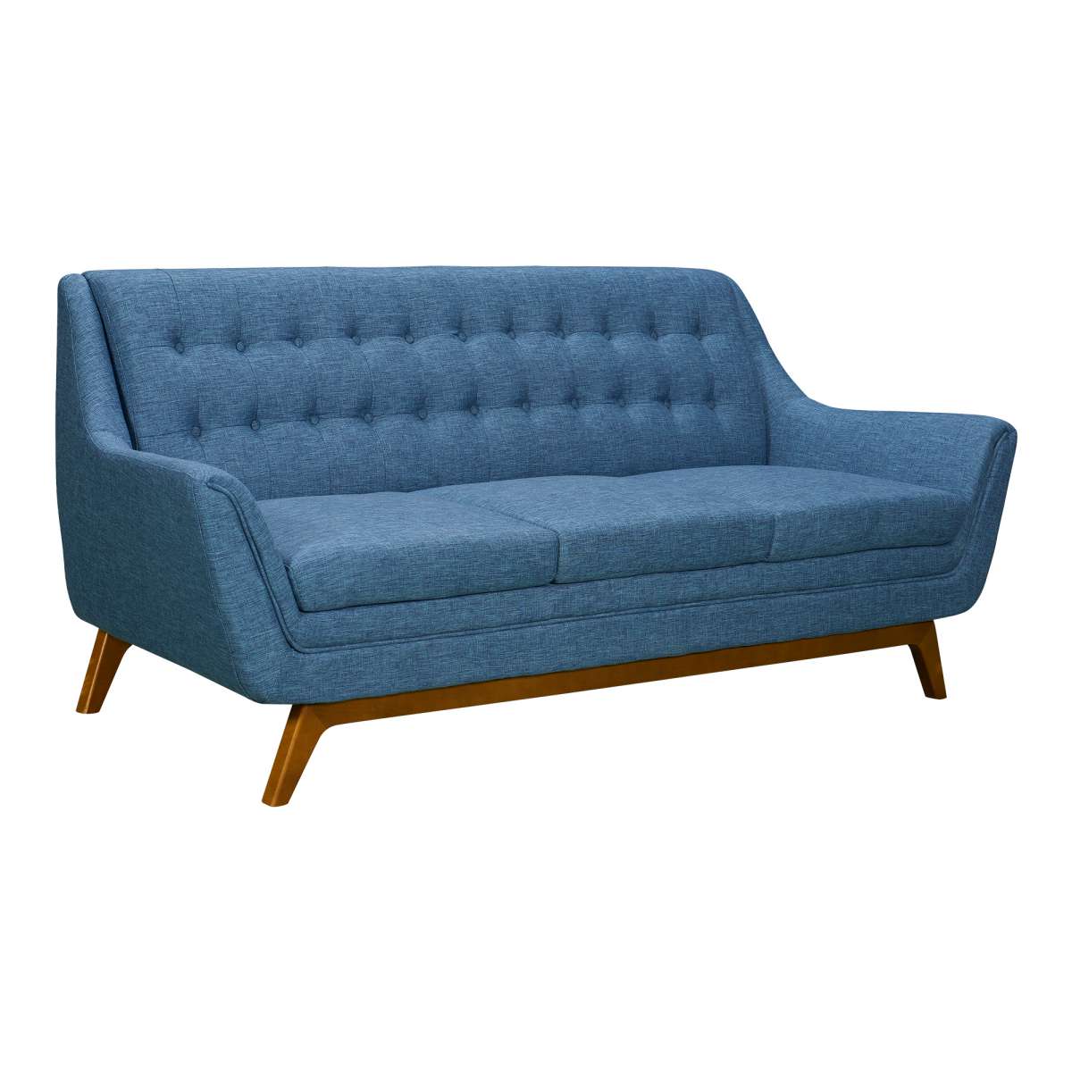 Janson Mid-Century Sofa in Champagne Wood Finish and Blue Fabric By Armen Living | Sofas | Modishstore - 3