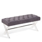 Joanna Ottoman Bench in Gray Tufted Velvet with Crystal Buttons and Acrylic Legs By Armen Living | Benches | Modishstore - 2