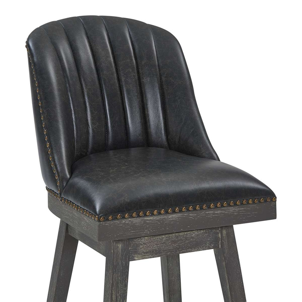 Journey 26" Counter Height Swivel Brown Onyx Faux Leather and American Grey Wood Bar Stool By Armen Living | Bar Stools |  Modishstore  - 5