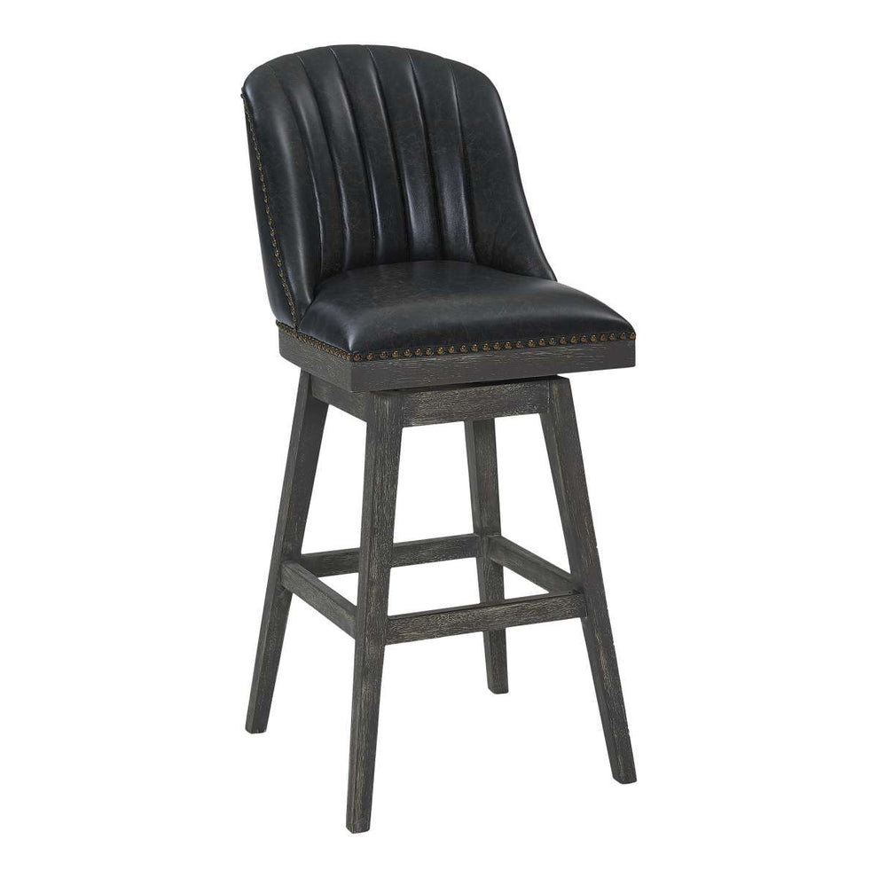 Journey 26" Counter Height Swivel Brown Onyx Faux Leather and American Grey Wood Bar Stool By Armen Living | Bar Stools |  Modishstore  - 4