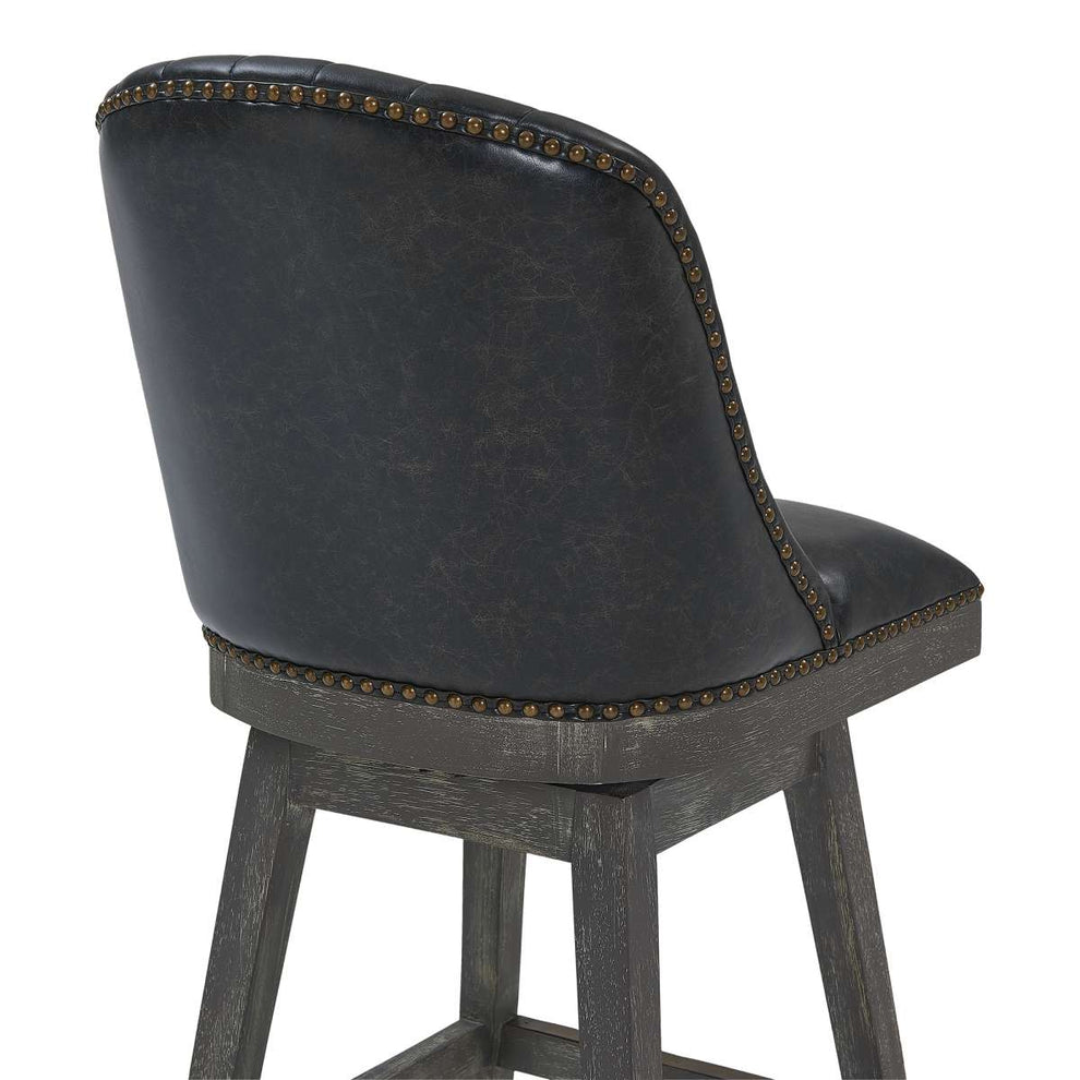 Journey 26" Counter Height Swivel Brown Onyx Faux Leather and American Grey Wood Bar Stool By Armen Living | Bar Stools |  Modishstore  - 6