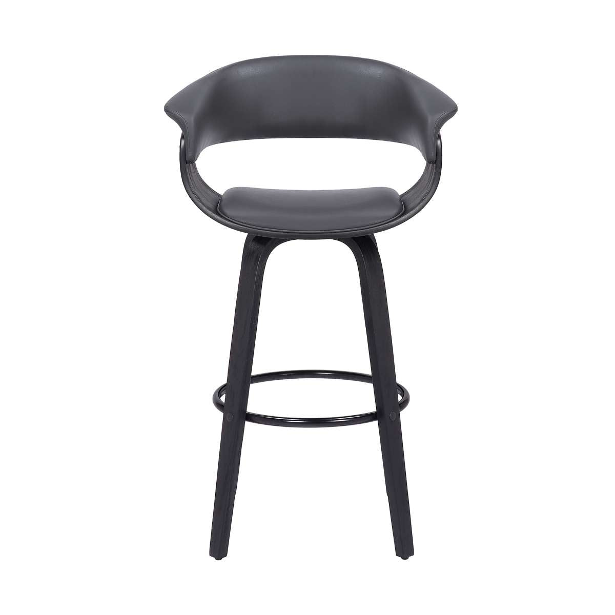 Julyssa 26" Counter Height Swivel Grey Faux Leather and Black Wood Bar Stool By Armen Living | Bar Stools | Modishstore - 2