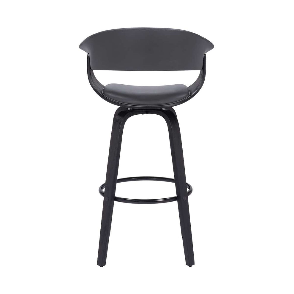 Julyssa 26" Counter Height Swivel Grey Faux Leather and Black Wood Bar Stool By Armen Living | Bar Stools | Modishstore - 4