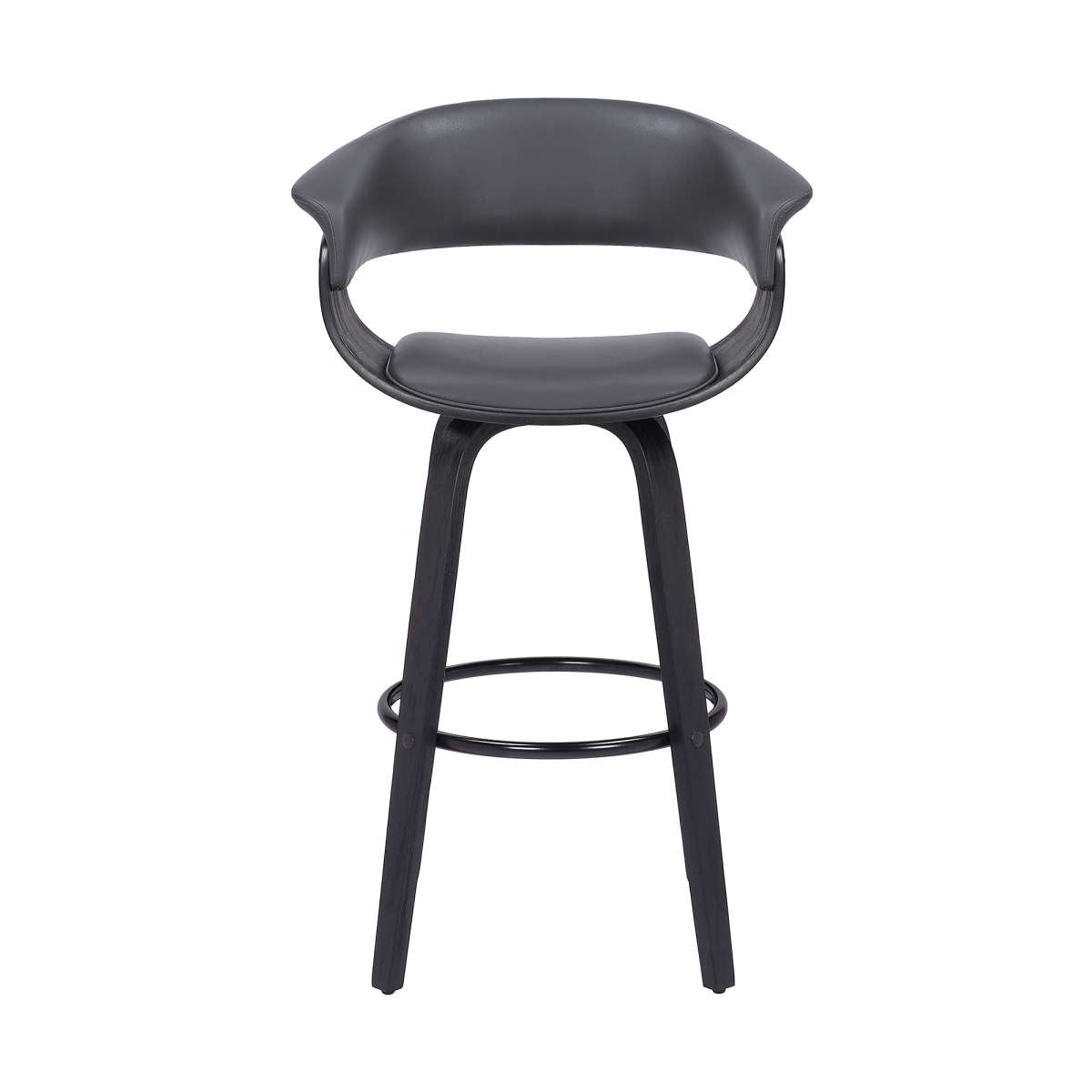 Julyssa 30" Bar Height Swivel Grey Faux Leather and Black Wood Bar Stool By Armen Living | Bar Stools | Modishstore - 2