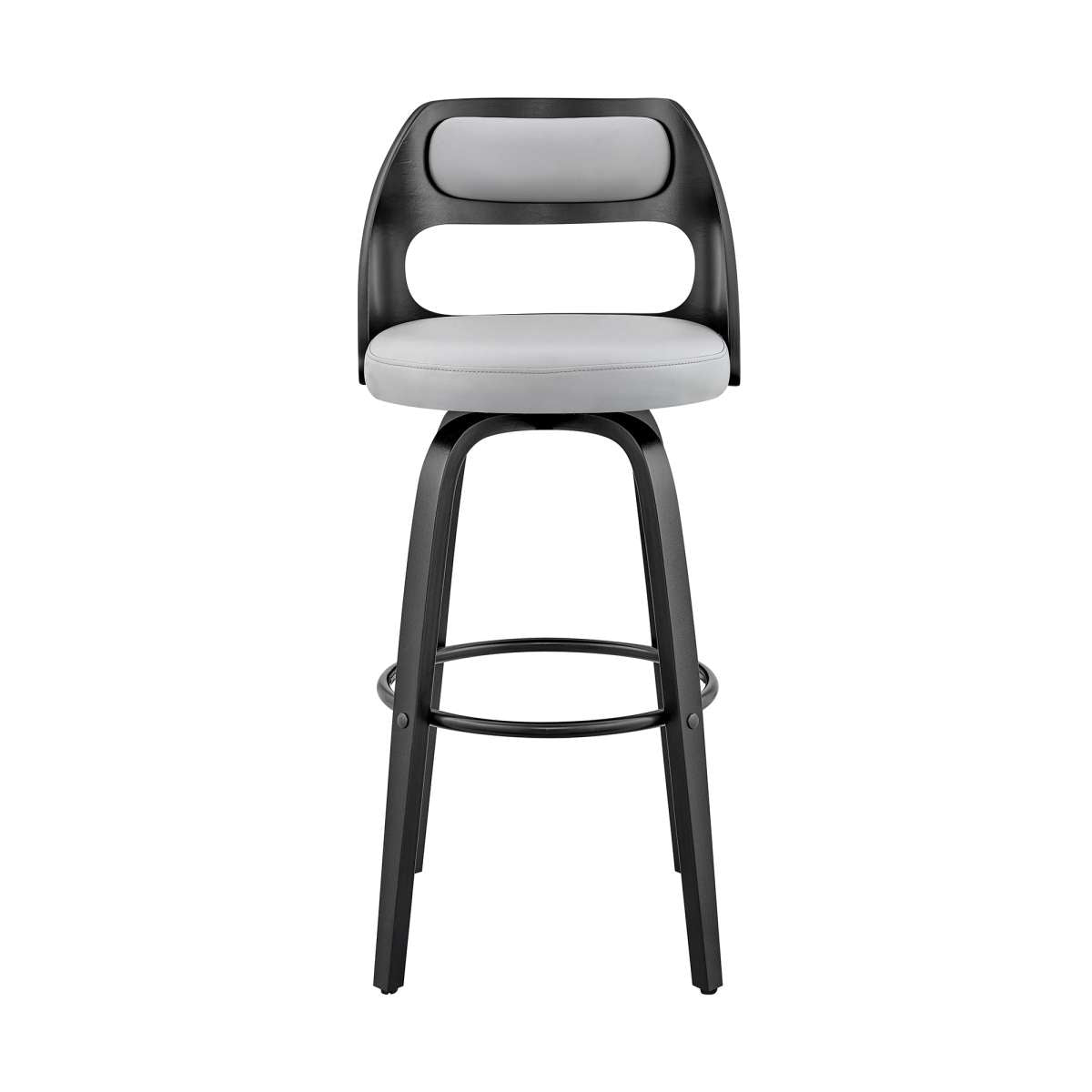 Julius 26" Gray Faux Leather and Black Wood Bar Stool By Armen Living | Bar Stools | Modishstore - 2