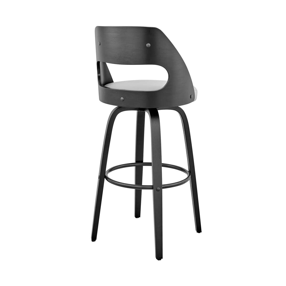 Julius 26" Gray Faux Leather and Black Wood Bar Stool By Armen Living | Bar Stools | Modishstore - 3