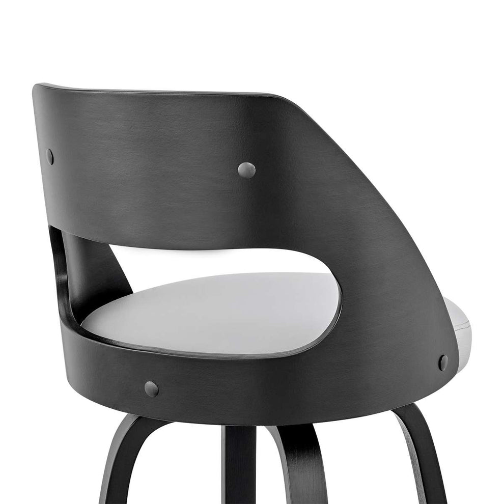 Julius 26" Gray Faux Leather and Black Wood Bar Stool By Armen Living | Bar Stools | Modishstore - 6