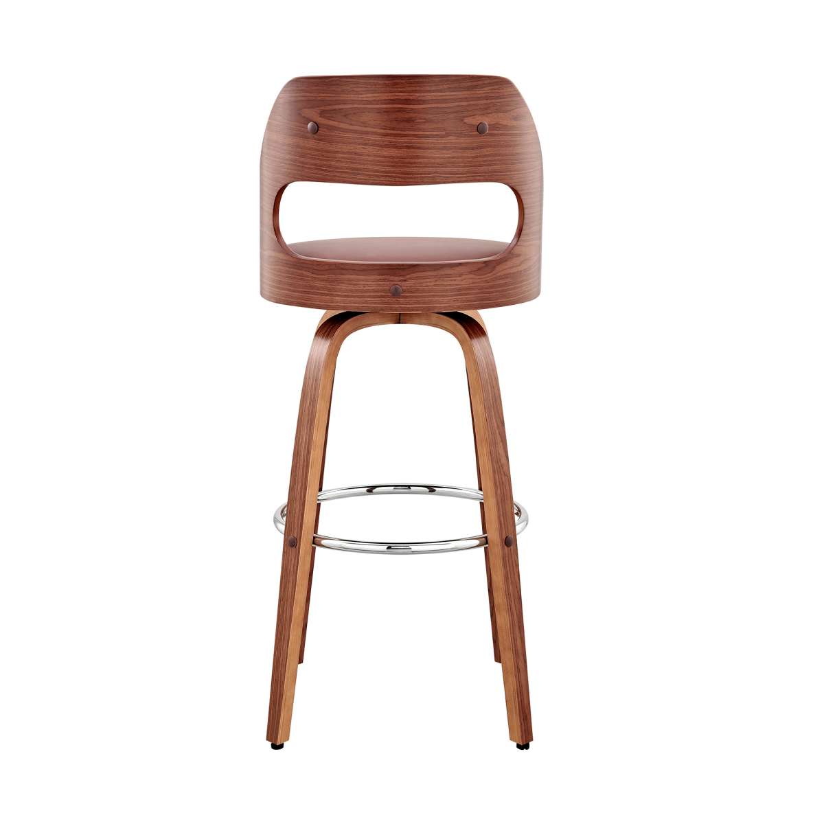 Julius 26" Brown Faux Leather and Walnut Wood Bar Stool By Armen Living | Bar Stools | Modishstore - 4