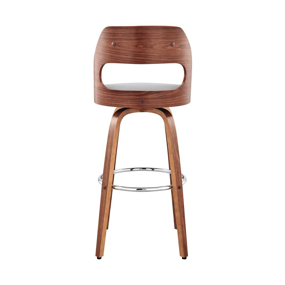 Julius 30" Gray Faux Leather and Walnut Wood Bar Stool By Armen Living | Bar Stools | Modishstore - 4