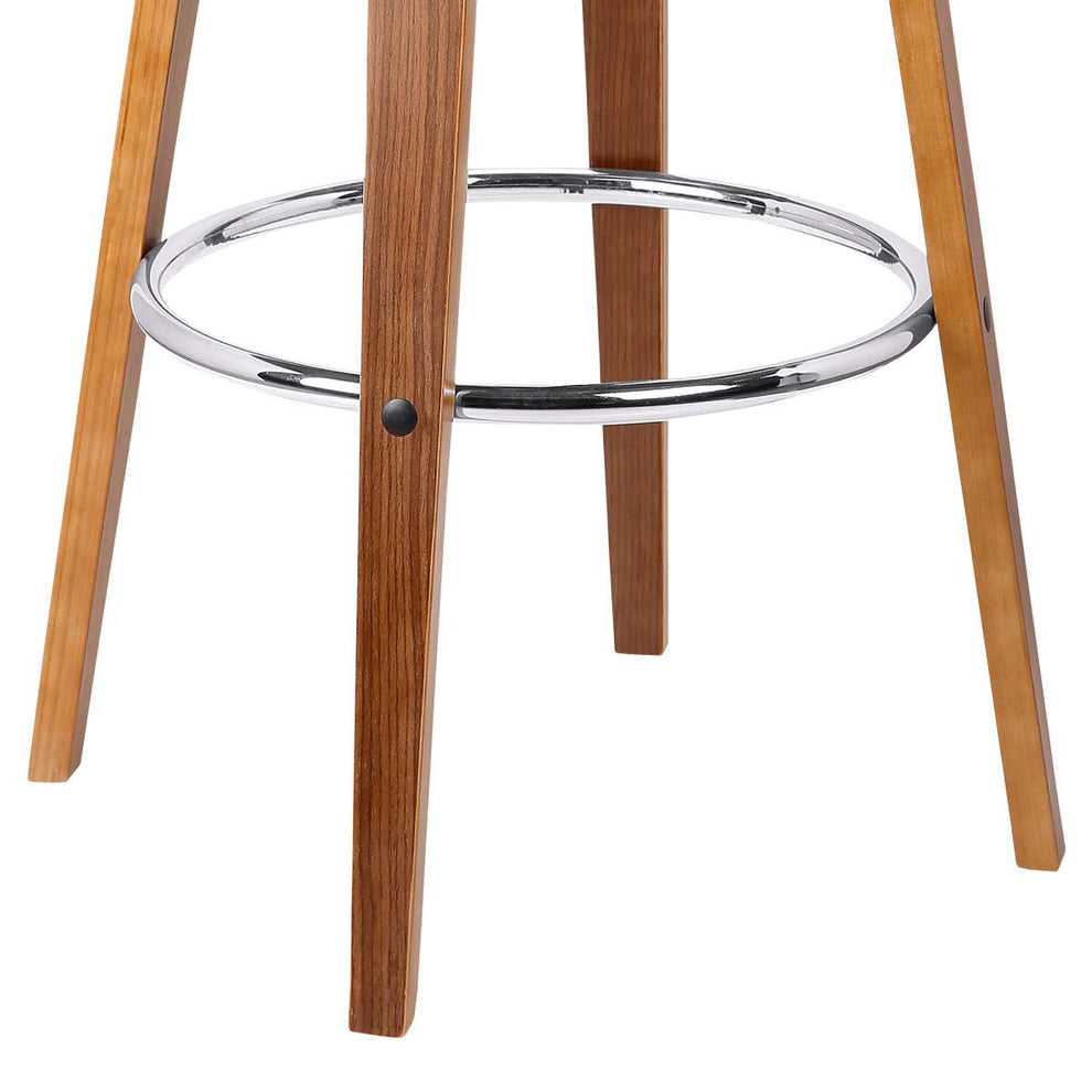 Jayden 26" Counter Height Swivel Grey Faux Leather and Walnut Wood Bar Stool By Armen Living | Bar Stools | Modishstore - 6