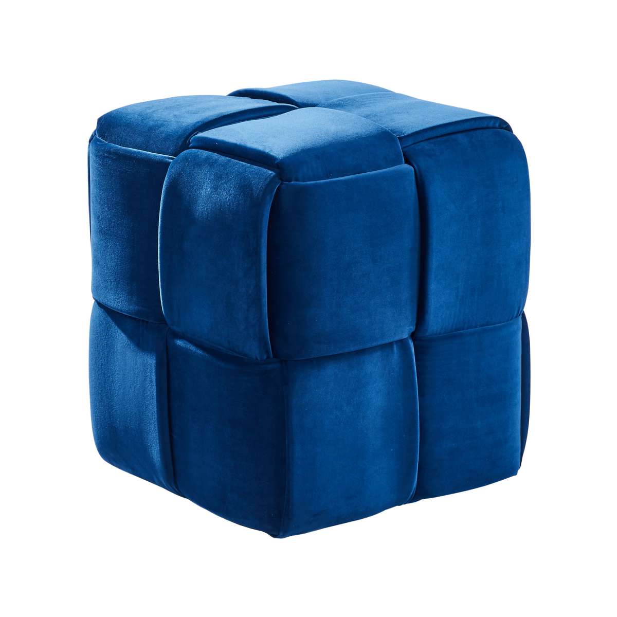 Joy Contemporary Short Ottoman in Blue Velvet By Armen Living | Ottomans | Modishstore - 2