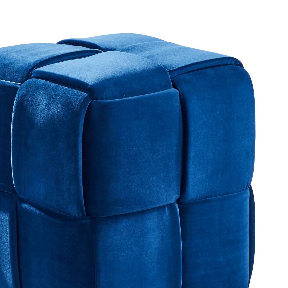 Joy Contemporary Short Ottoman in Blue Velvet By Armen Living | Ottomans | Modishstore - 3
