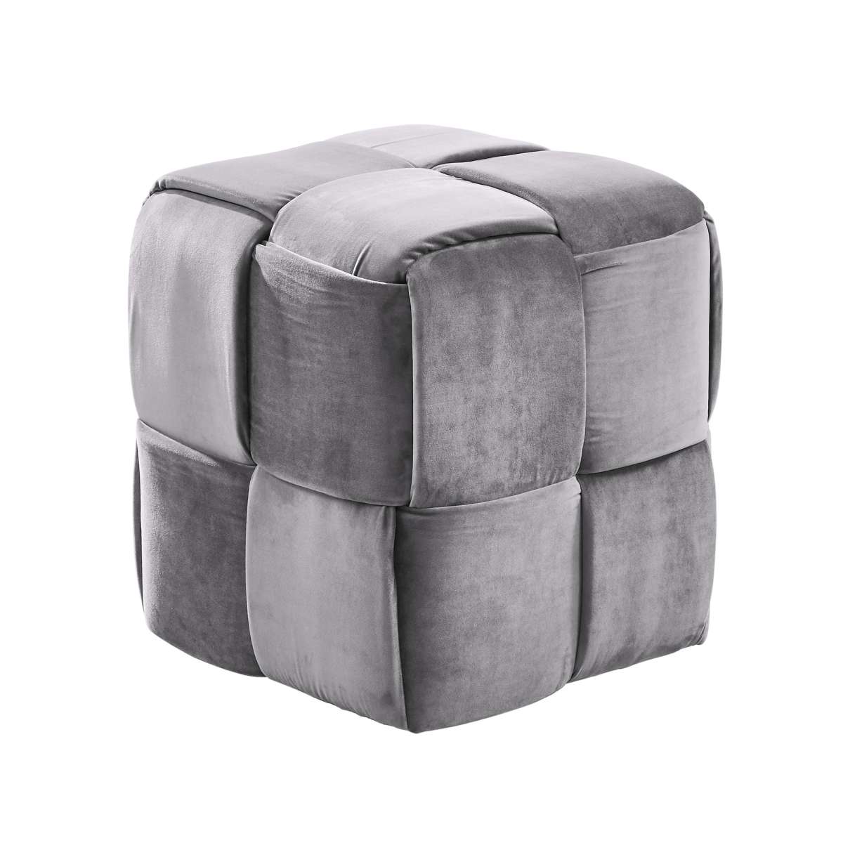 Joy Contemporary Short Ottoman in Gray Velvet By Armen Living | Ottomans | Modishstore - 2