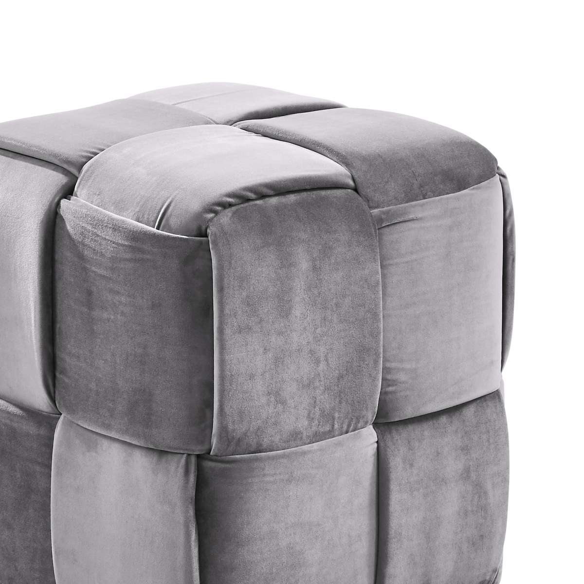 Joy Contemporary Short Ottoman in Gray Velvet By Armen Living | Ottomans | Modishstore - 3