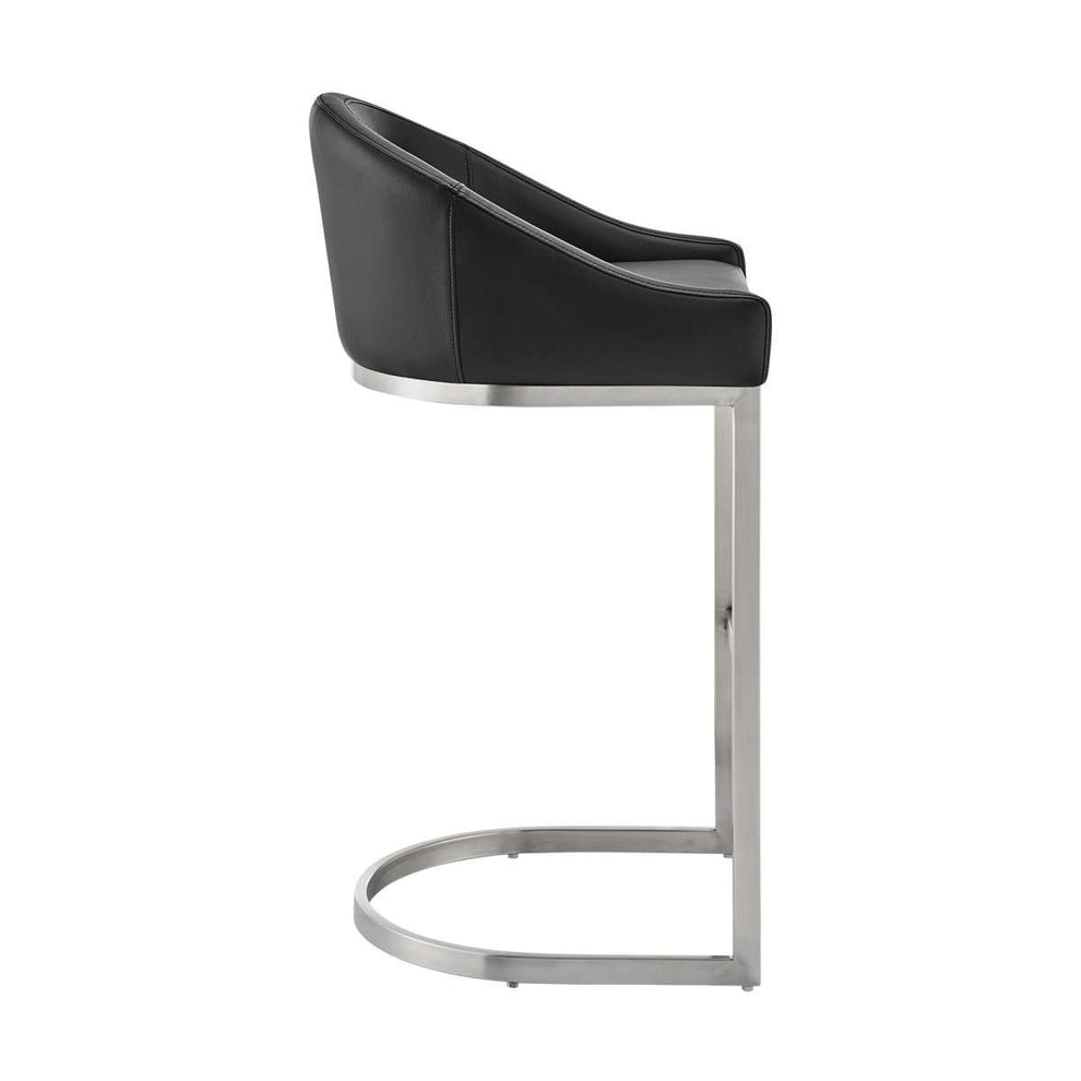 Katherine 26" Counter Stool in Brushed Stainless Steel with White Faux Leather By Armen Living | Bar Stools | Modishstore - 19