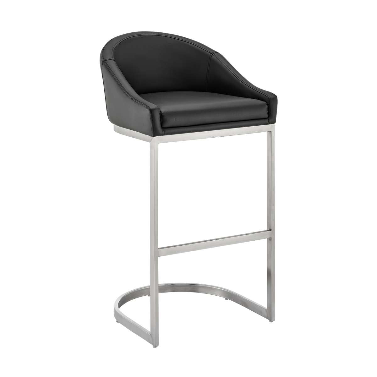 Katherine 30" Bar Stool in Brushed Stainless Steel with White Faux Leather By Armen Living | Bar Stools | Modishstore - 18