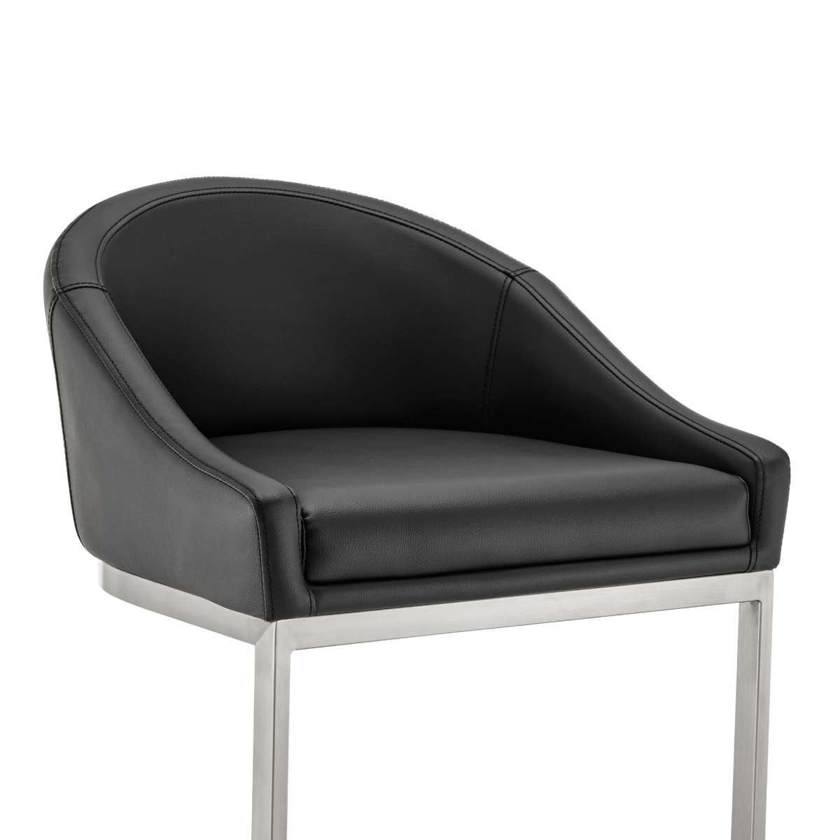 Katherine 30" Bar Stool in Brushed Stainless Steel with White Faux Leather By Armen Living | Bar Stools | Modishstore - 21