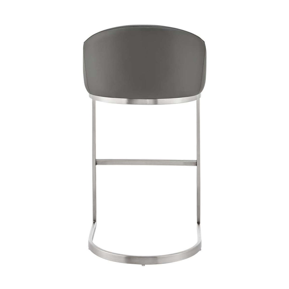 Katherine 26" Counter Stool in Brushed Stainless Steel with White Faux Leather By Armen Living | Bar Stools | Modishstore - 12