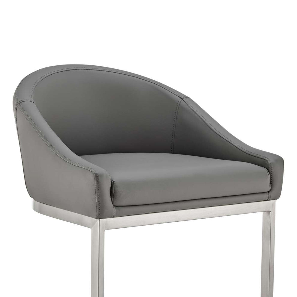 Katherine 26" Counter Stool in Brushed Stainless Steel with White Faux Leather By Armen Living | Bar Stools | Modishstore - 13