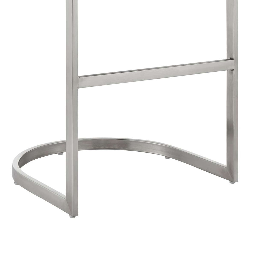 Katherine 26" Counter Stool in Brushed Stainless Steel with White Faux Leather By Armen Living | Bar Stools | Modishstore - 14