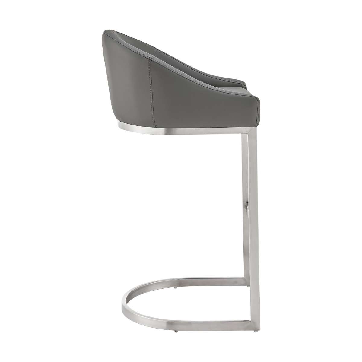 Katherine 30" Bar Stool in Brushed Stainless Steel with White Faux Leather By Armen Living | Bar Stools | Modishstore - 11