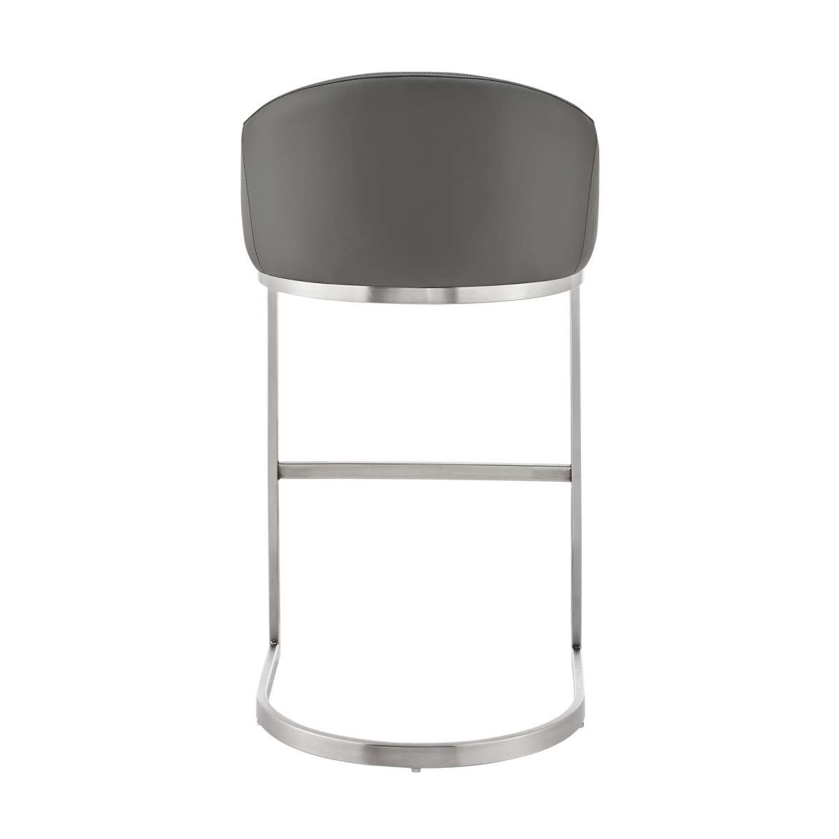 Katherine 30" Bar Stool in Brushed Stainless Steel with White Faux Leather By Armen Living | Bar Stools | Modishstore - 12