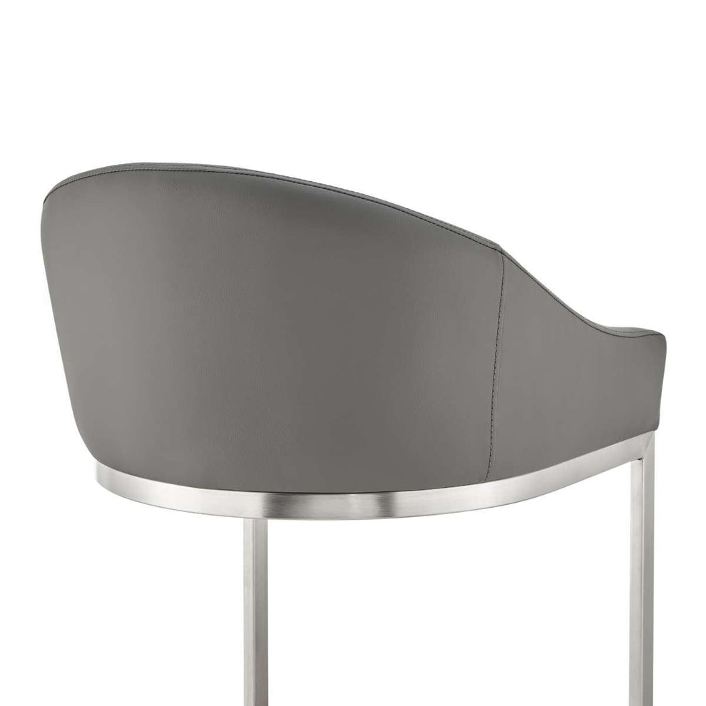 Katherine 30" Bar Stool in Brushed Stainless Steel with White Faux Leather By Armen Living | Bar Stools | Modishstore - 16