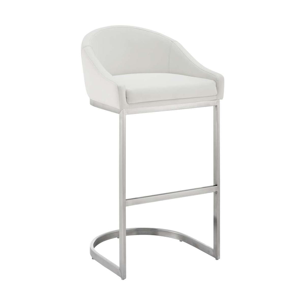 Katherine 26" Counter Stool in Brushed Stainless Steel with White Faux Leather By Armen Living | Bar Stools | Modishstore - 2