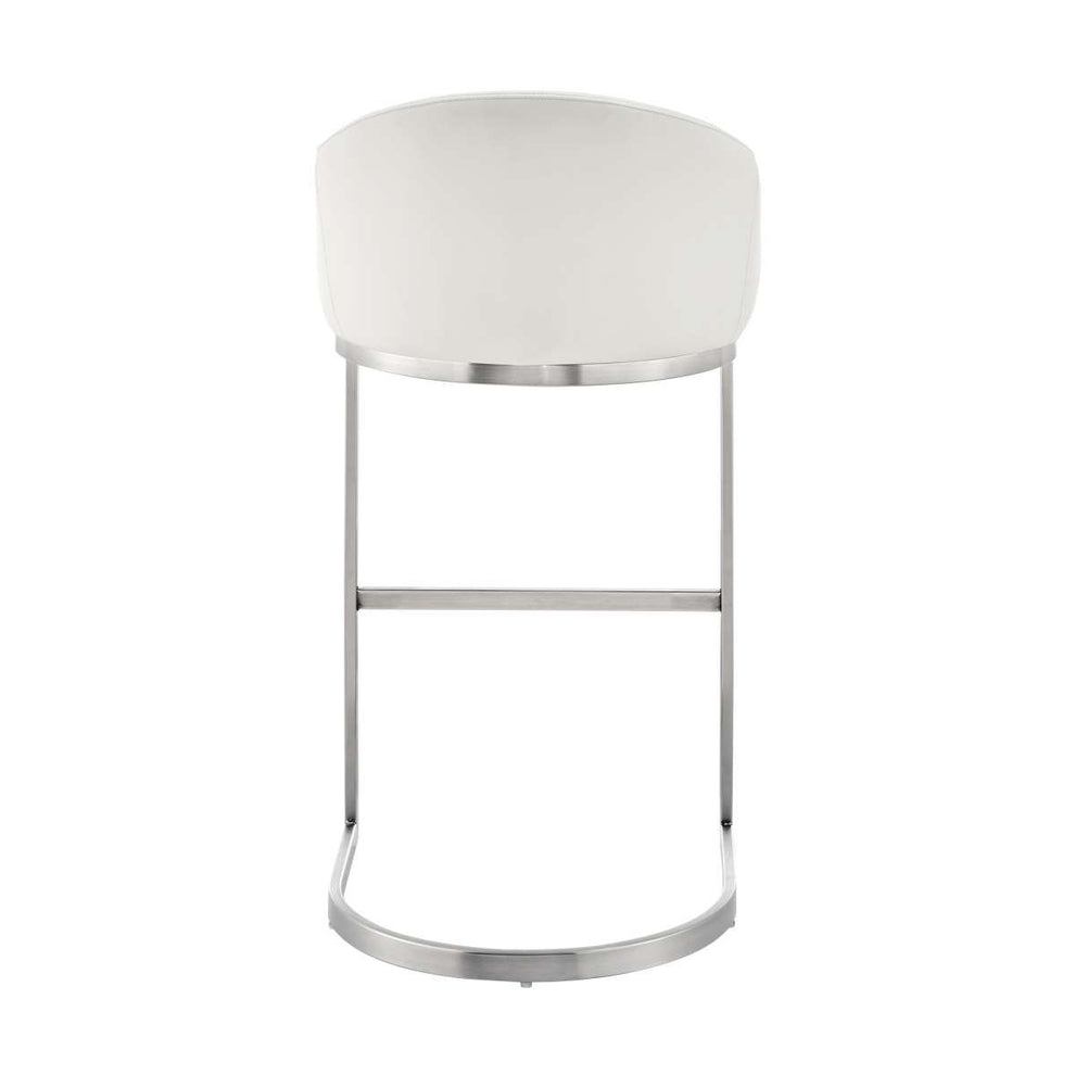 Katherine 26" Counter Stool in Brushed Stainless Steel with White Faux Leather By Armen Living | Bar Stools | Modishstore - 4