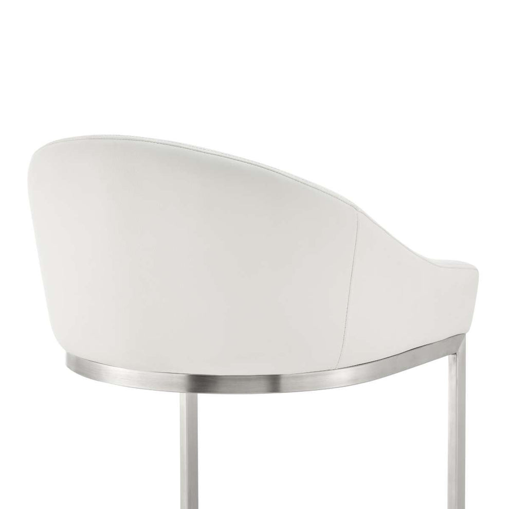 Katherine 30" Bar Stool in Brushed Stainless Steel with White Faux Leather By Armen Living | Bar Stools | Modishstore - 8