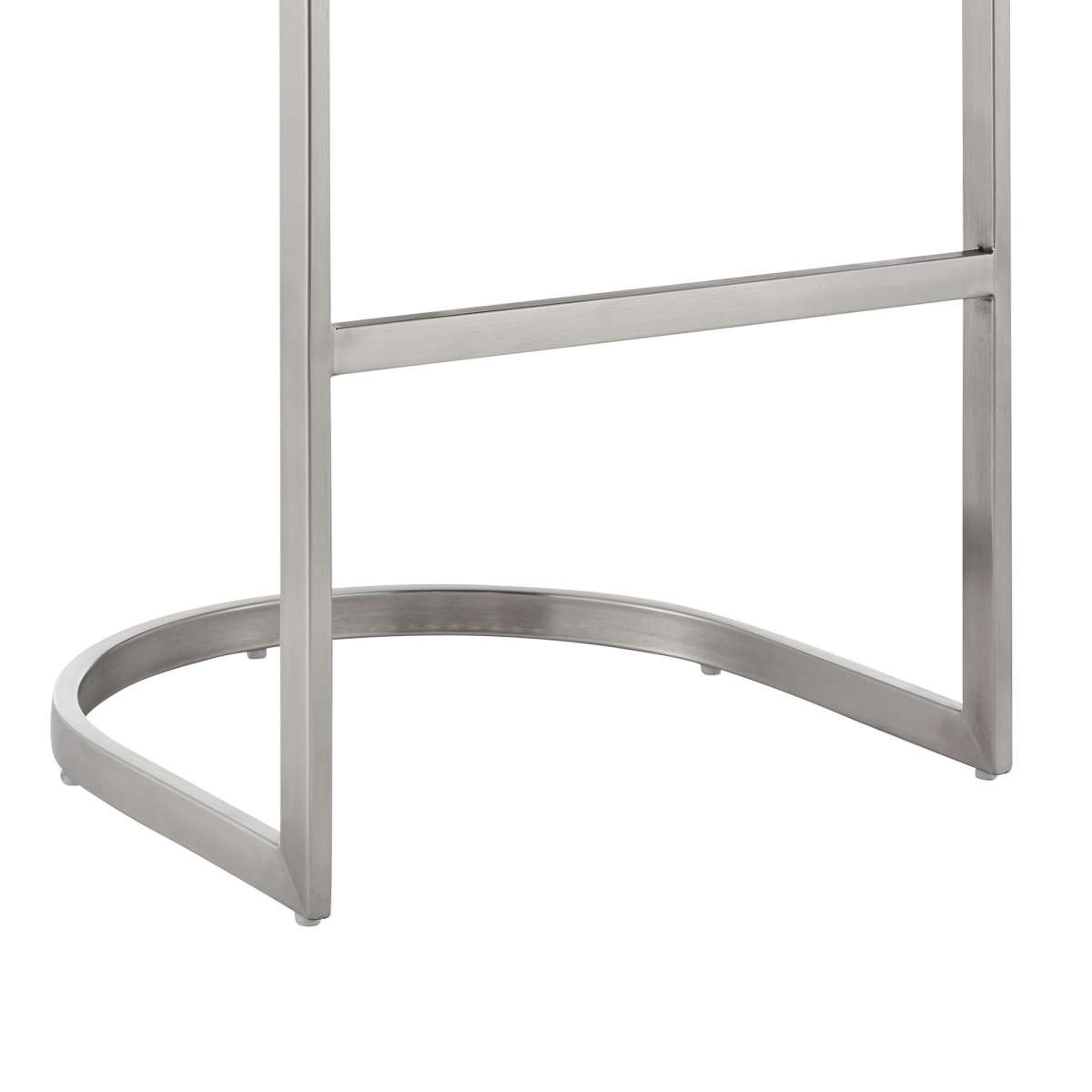 Katherine 30" Bar Stool in Brushed Stainless Steel with White Faux Leather By Armen Living | Bar Stools | Modishstore - 6