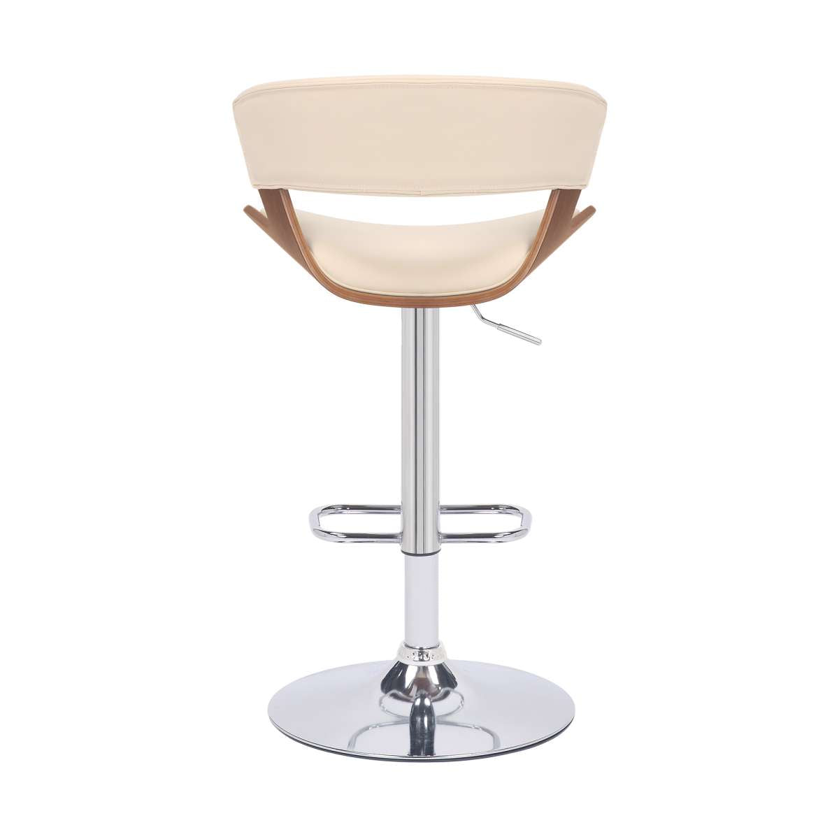 Karine Adjustable Swivel Black Faux Leather and Walnut Wood Bar Stool with Black Base By Armen Living | Bar Stools | Modishstore - 13