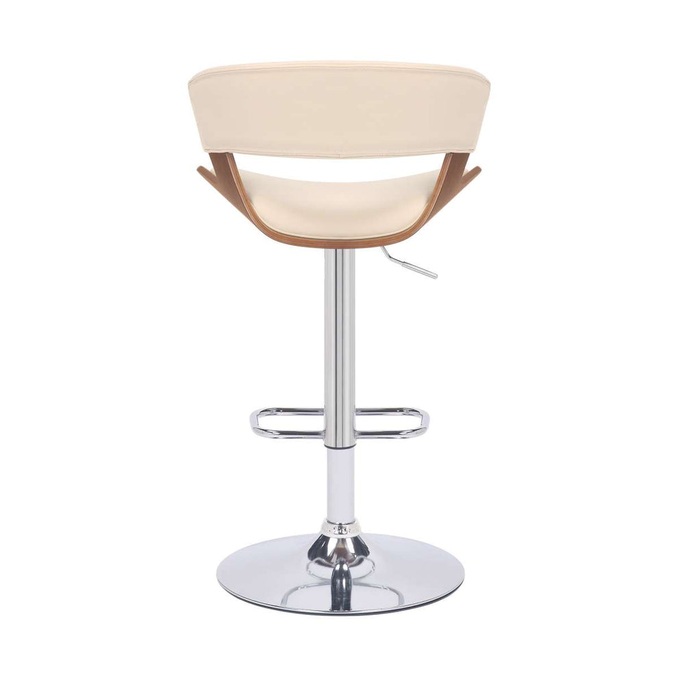 Karine Adjustable Swivel Black Faux Leather and Walnut Wood Bar Stool with Black Base By Armen Living | Bar Stools | Modishstore - 13