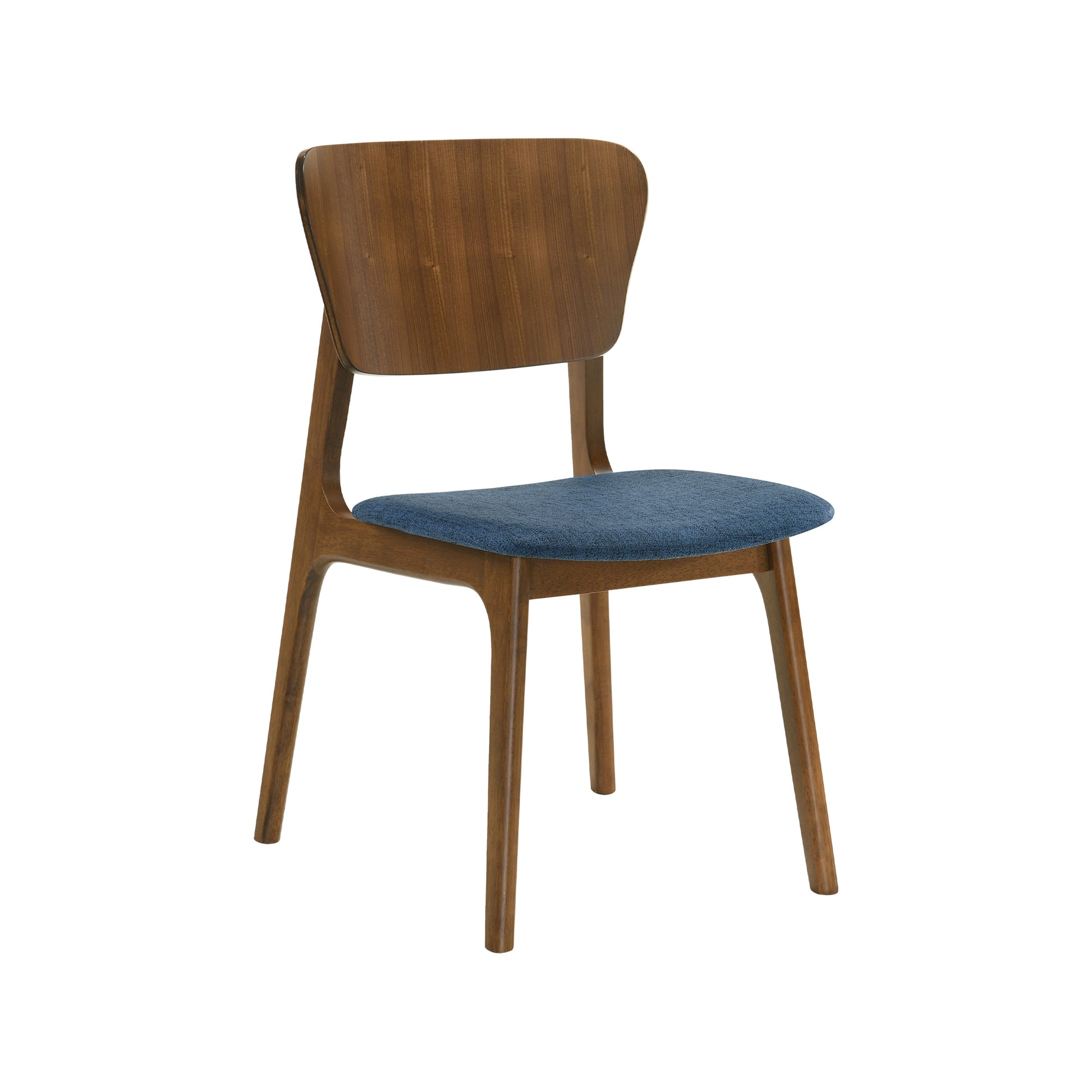 Kalia Wood Dining Chair in Walnut Finish with Blue Fabric - Set of 2 By Armen Living | Dining Chairs | Modishstore - 4