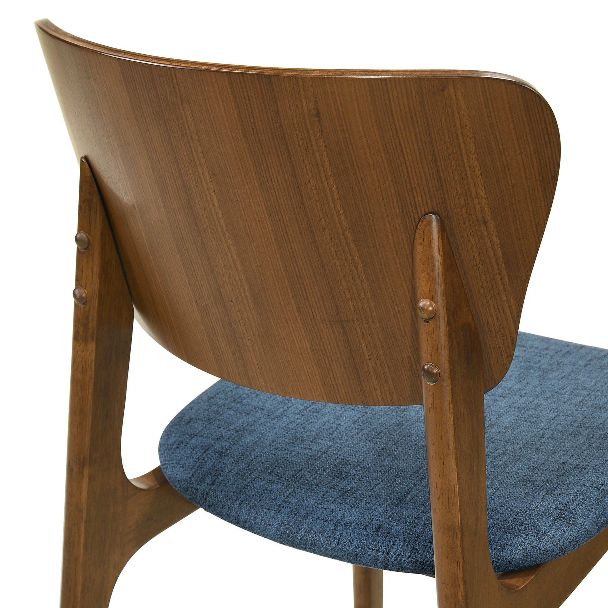 Kalia Wood Dining Chair in Walnut Finish with Blue Fabric - Set of 2 By Armen Living | Dining Chairs | Modishstore - 7