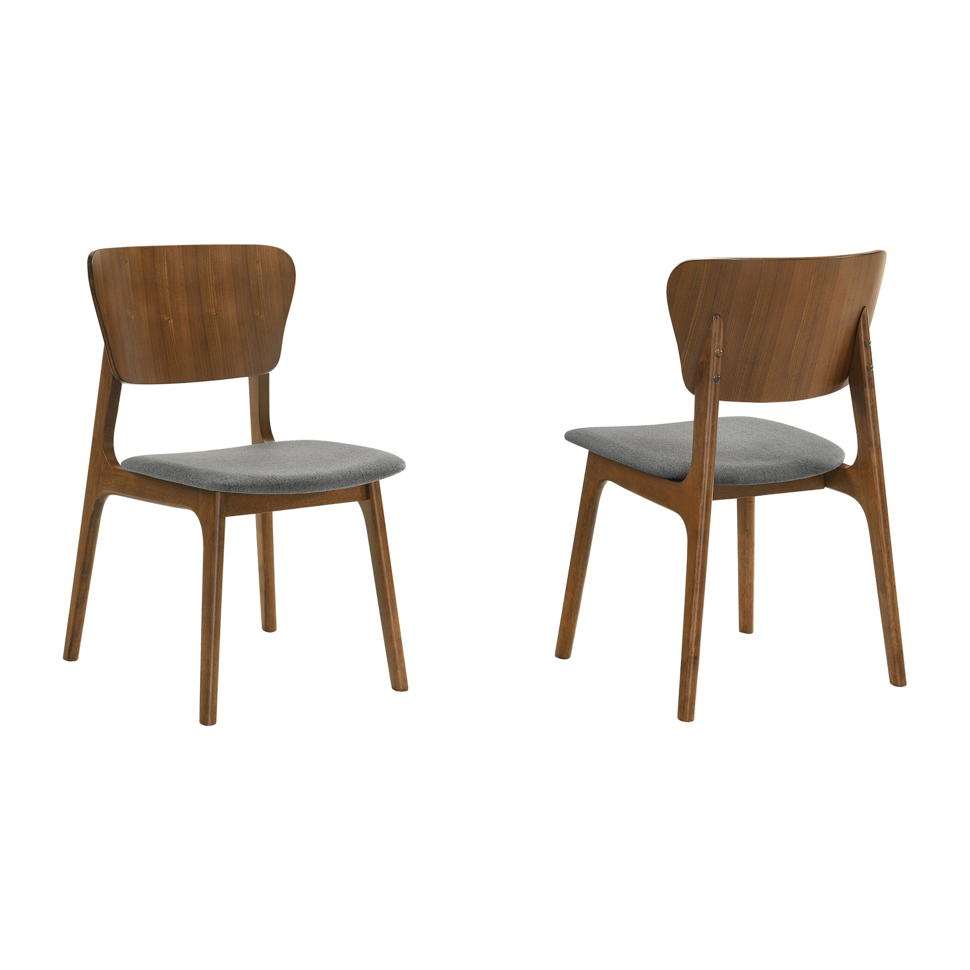 Kalia Wood Dining Chair in Walnut Finish with Charcoal Fabric - Set of 2 By Armen Living | Dining Chairs | Modishstore - 3